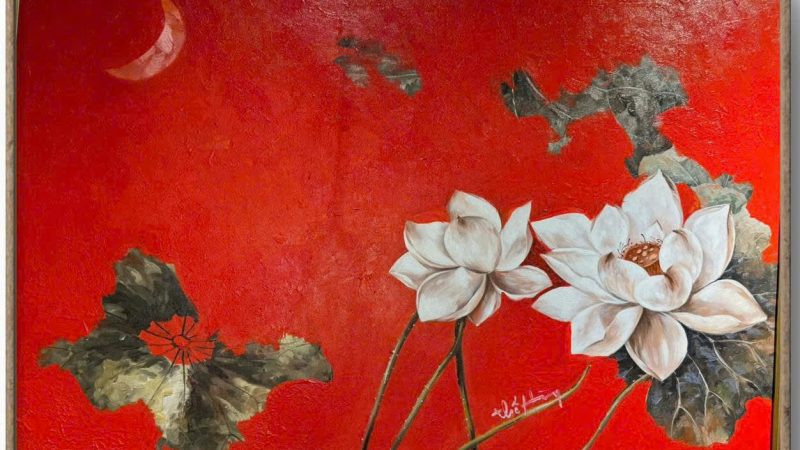 Sen đỏ Acrylic trên toan – Thế Hùng