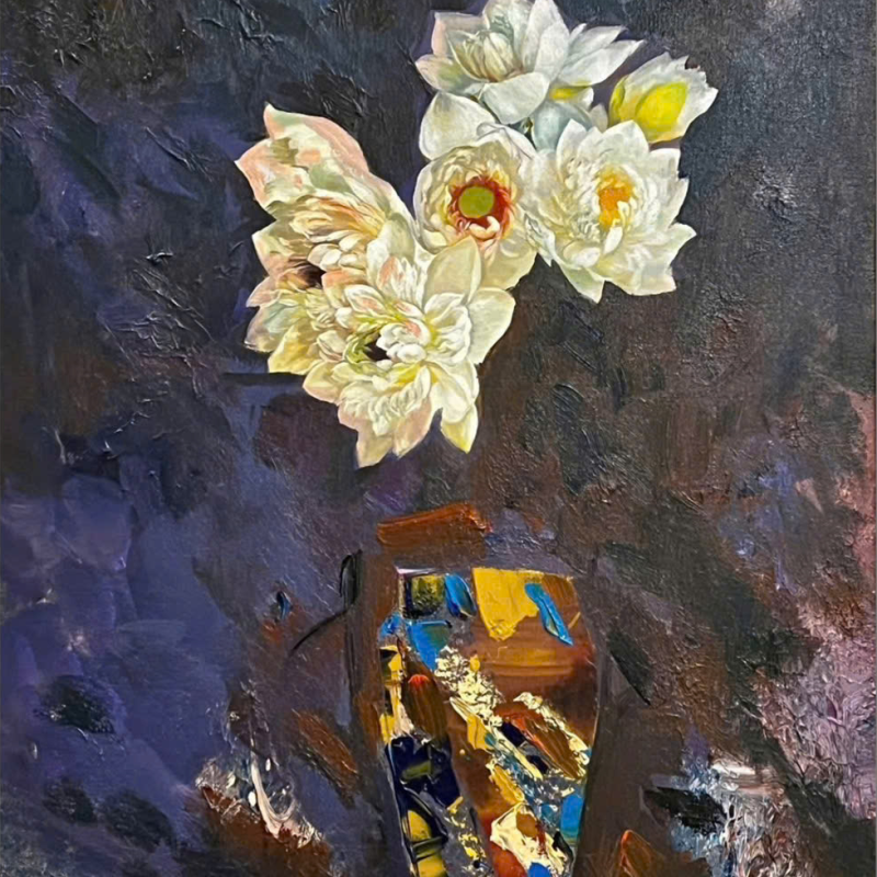 Sen trắng (Acrylic trên toan) Thế Hùng